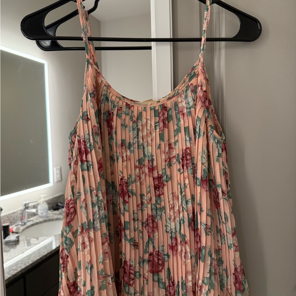 Forever 21 Pink and Green Pleated Camisole